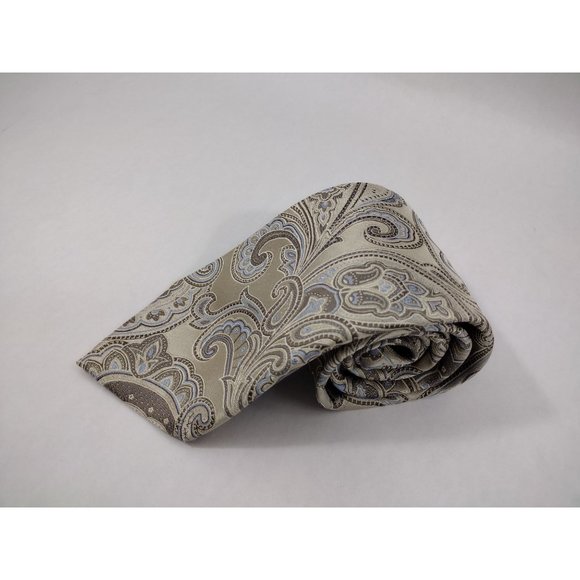 3x Pronto Uomo Men's Neckties ties All Silk Paisley geometric shapes squares - Picture 5 of 16